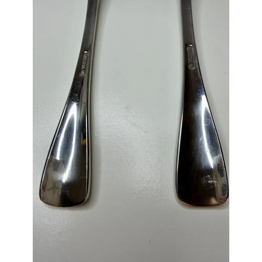 Oneida Serif Solid Serving Pierced Spoon 9” Stainless Steel Flatware Set of 2